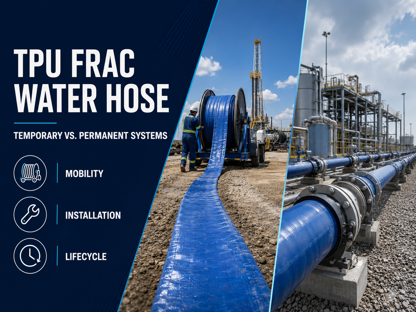 خرطوم مياه TPU Frac لأنظمة نقل المياه المؤقتة والدائمة
