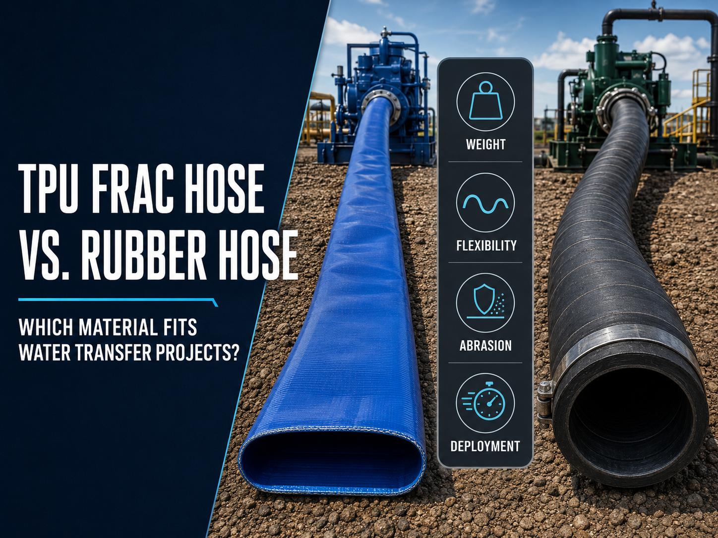 خرطوم TPU Frac مقابل خرطوم مطاطي: ما هي المادة التي تناسب مشاريع نقل المياه؟