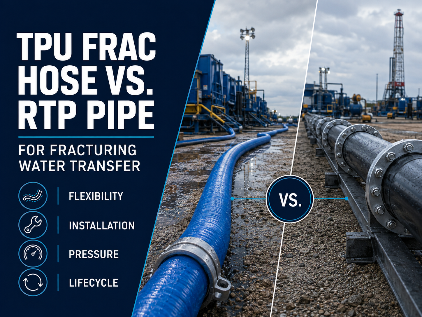 خرطوم المياه TPU Frac مقابل أنبوب RTP لتكسير مشاريع نقل المياه